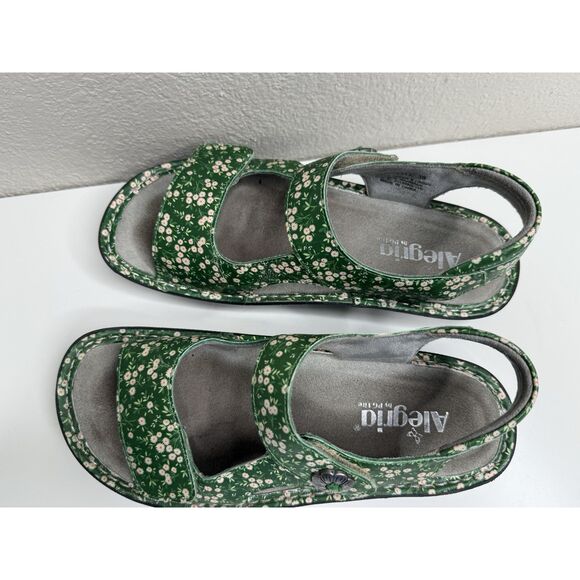 Alegria Beckie Sandals Size 38 8 8.5 Green Acres Floral Leather Platform Shoe - Picture 4 of 11